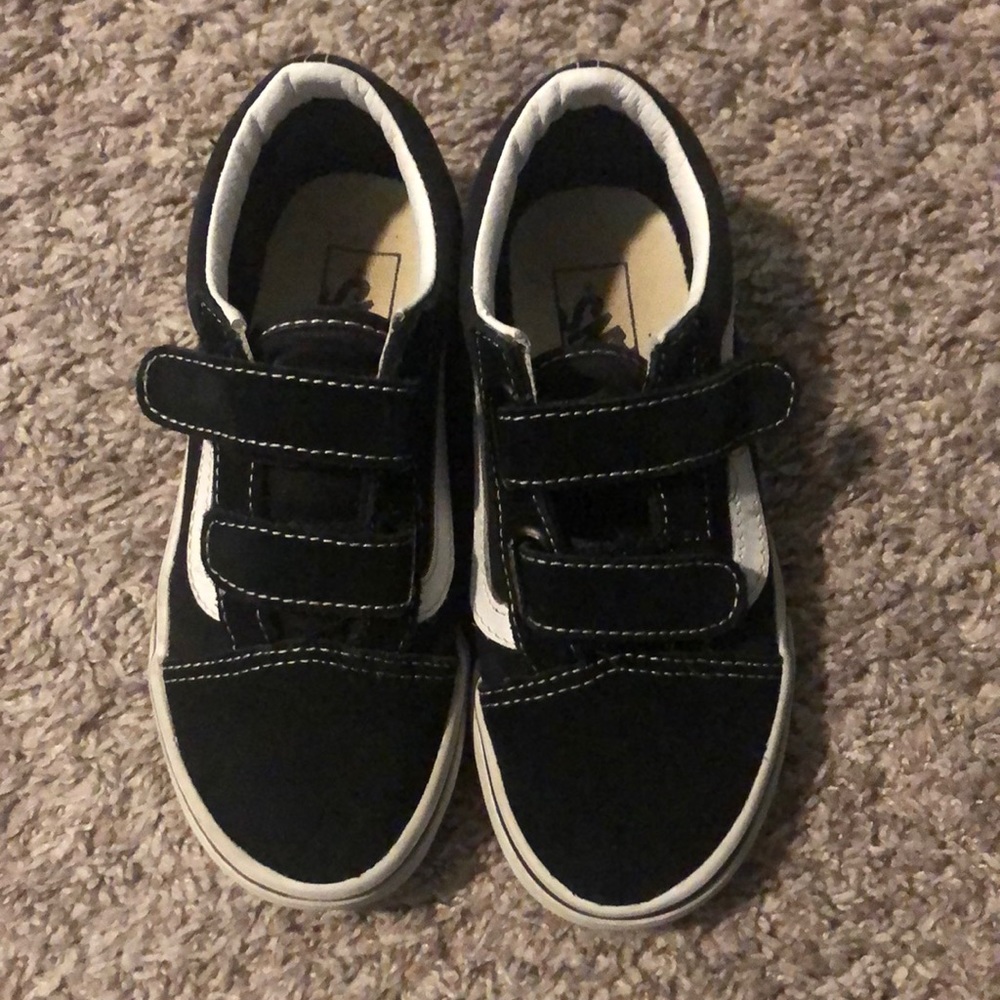 Black kids velcro vans size 12.5
